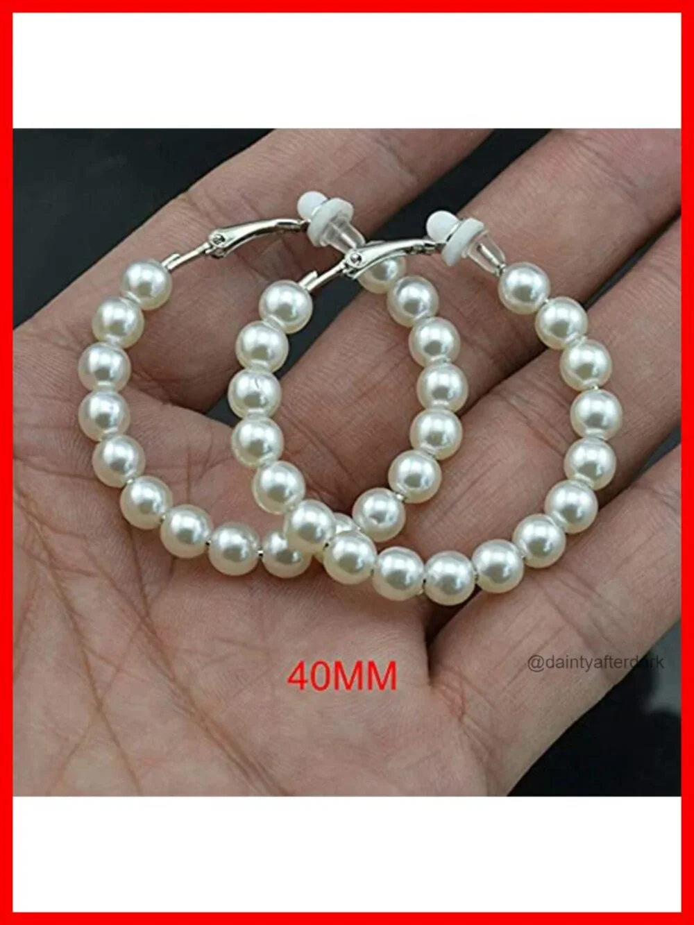 3 Pairs Pearl Hoop Clip On Earrings Non Pierced Faux Pearl Earrings
